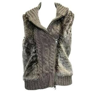 Fenn Wright manson Knit Alpaca Sweater Cardigan Jacket Wool faux Fur Beige sz m